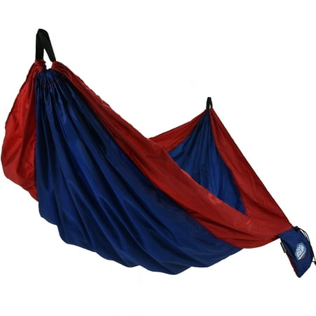 EQUIP  Red and Navy Nylon Tree Hammock,, Open Size 116" L x 59" W