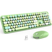 EQUIPD Wireless Keyboard and Mouse Combo 2.4GHz Retro Full-Size Typewriter Keyboard with Number Pad and Cute Wireless Mouse for PC Desktop Laptop Mac Windows (Green)