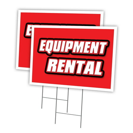 EQUIPMENT RENTAL 2 Pack Of 18" x 24" Yard Sign & Stake | Advertise Your Business | Stake Included Image On Both Sides | Made in The USA
