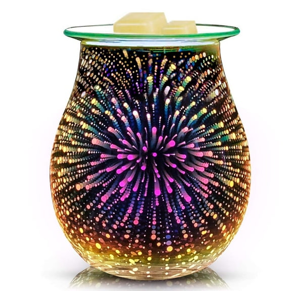 EQUSUPRO Electric Wax Melt Warmer 3D Glass Wax Burner Melter Fragrance Warmer for Home Office Bedroom Living Room Gifts & Décor, Multi-color