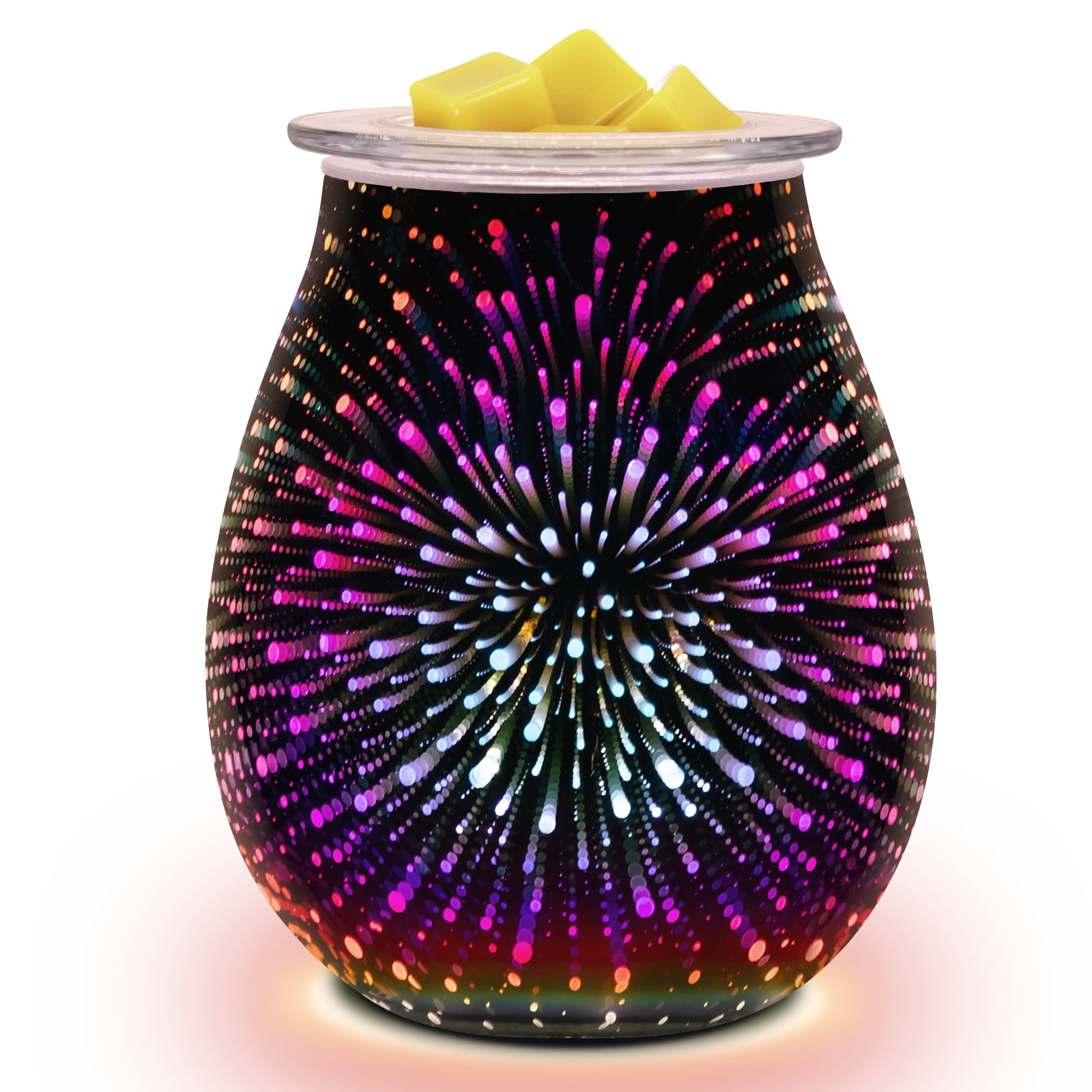 EQUSUPRO Wax Melt Warmer Wax Melter Wax Burner for Scented Wax Electric Fragrance Warmer for Wax Cubes & Tarts, Vivid 3D Design 7 Colors LED Light Gift & Decor for Home Office Studio (Fireworks)