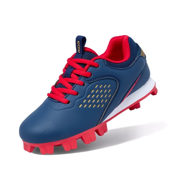 EQW Youth Baseball Cleats, Rubber Molded Lace Up Softball Shoes for Boys Girls