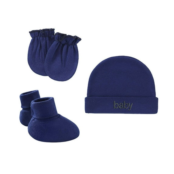 EQWLJWE 1 Set Baby Hat Solid Color Anti-Grabbing Cotton Gloves Hat Foot Cover Three-piece For Newborn Girls' Hats Holiday Clearance
