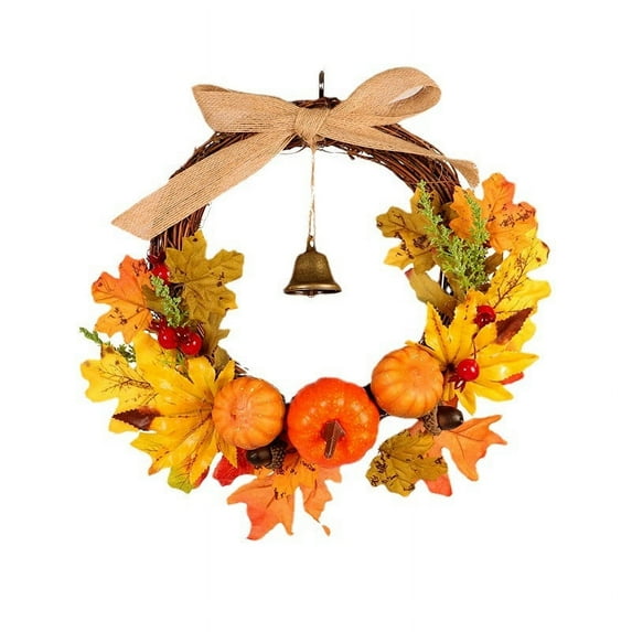 EQWLJWE 15.7 Inch Fall Wreaths for Front Door Autumn Thanksgiving Wreath Hanging Fall Wreath with Pumpkin for Home Decoration Outdoor Sign Decorations