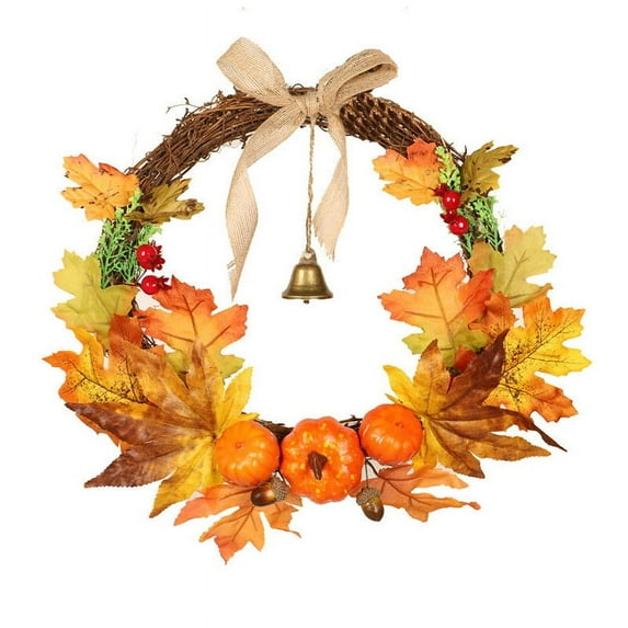 EQWLJWE 15.7 Inch Fall Wreaths for Front Door Autumn Thanksgiving Wreath Hanging Fall Wreath with Pumpkin for Home Decoration Outdoor Sign Decorations