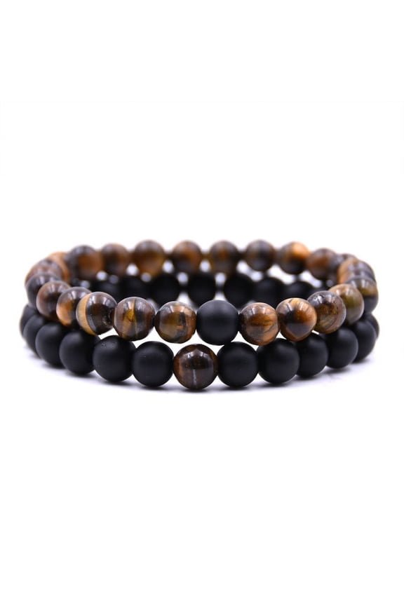 2pcs 8mm Lava Rock Chakra Bracelet Aromatherapy Essential Oil Diffuser Bracelets Couples Yoga Beads Bracelet Elastic Volcanic Lava Stone Stretch Healing Bracelet for Men Women