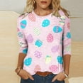 thumbnail image 1 of EQWLJWE 3/4 Sleeve Shirts for Women Easter Shirts Plus Size Cute Happy Easter Egg Bunny Graphic Tees Casual Solid Color Crewneck Lightweight Tops for Summer Spring Pink(S-5Xl), 1 of 5