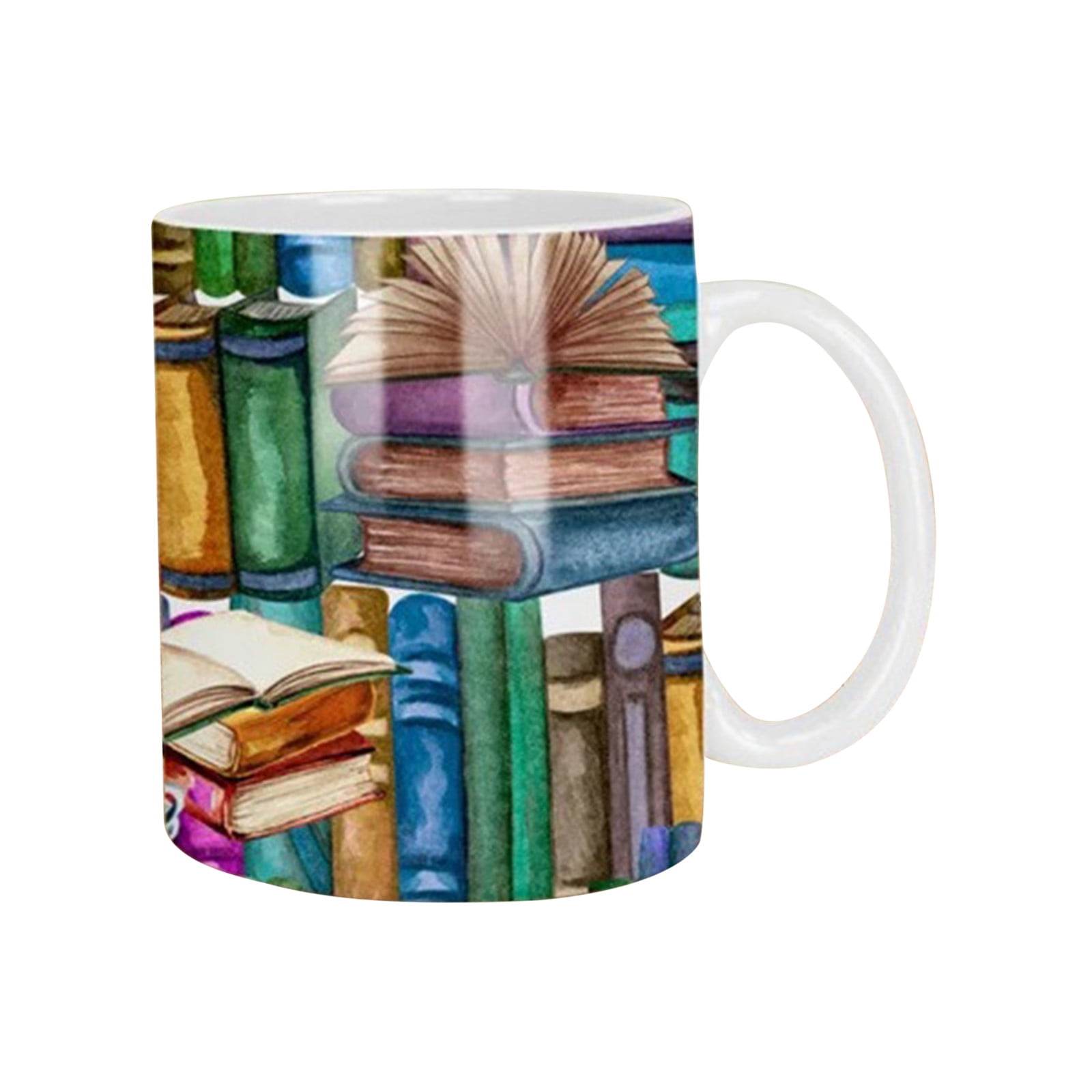 EQWLJWE 3D Bookshelf Mug, 3D Effect Books Mugs, Creative Space Design