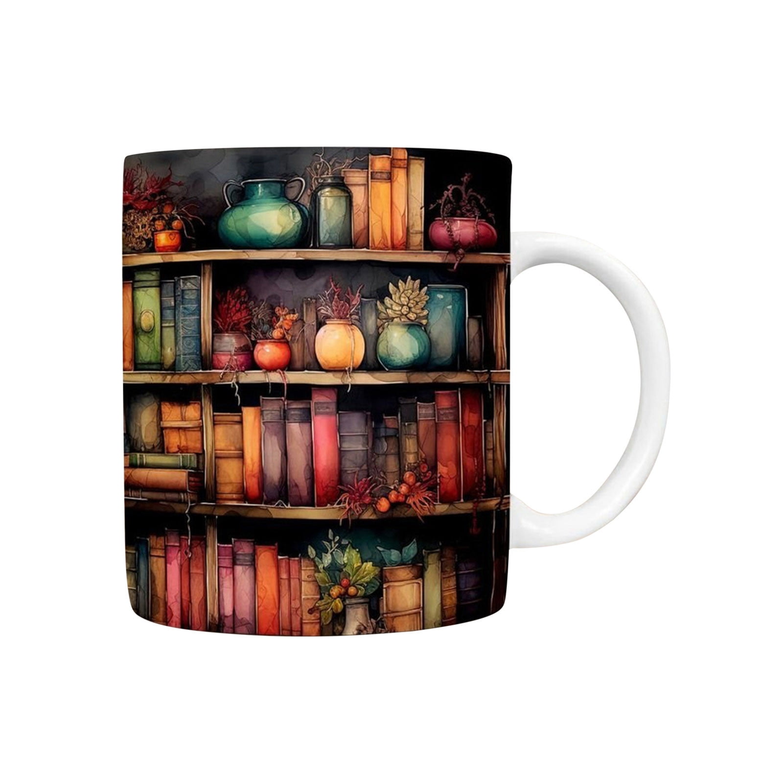 EQWLJWE 3D Bookshelf Mug, 3D Effect Books Mugs, Creative Space Design
