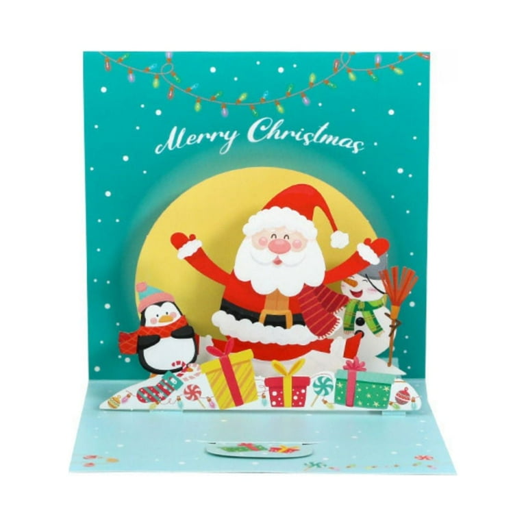 Handmade Christmas Card - Santa & Reindeer Handmade Christmas Card - Santa & Reindeer