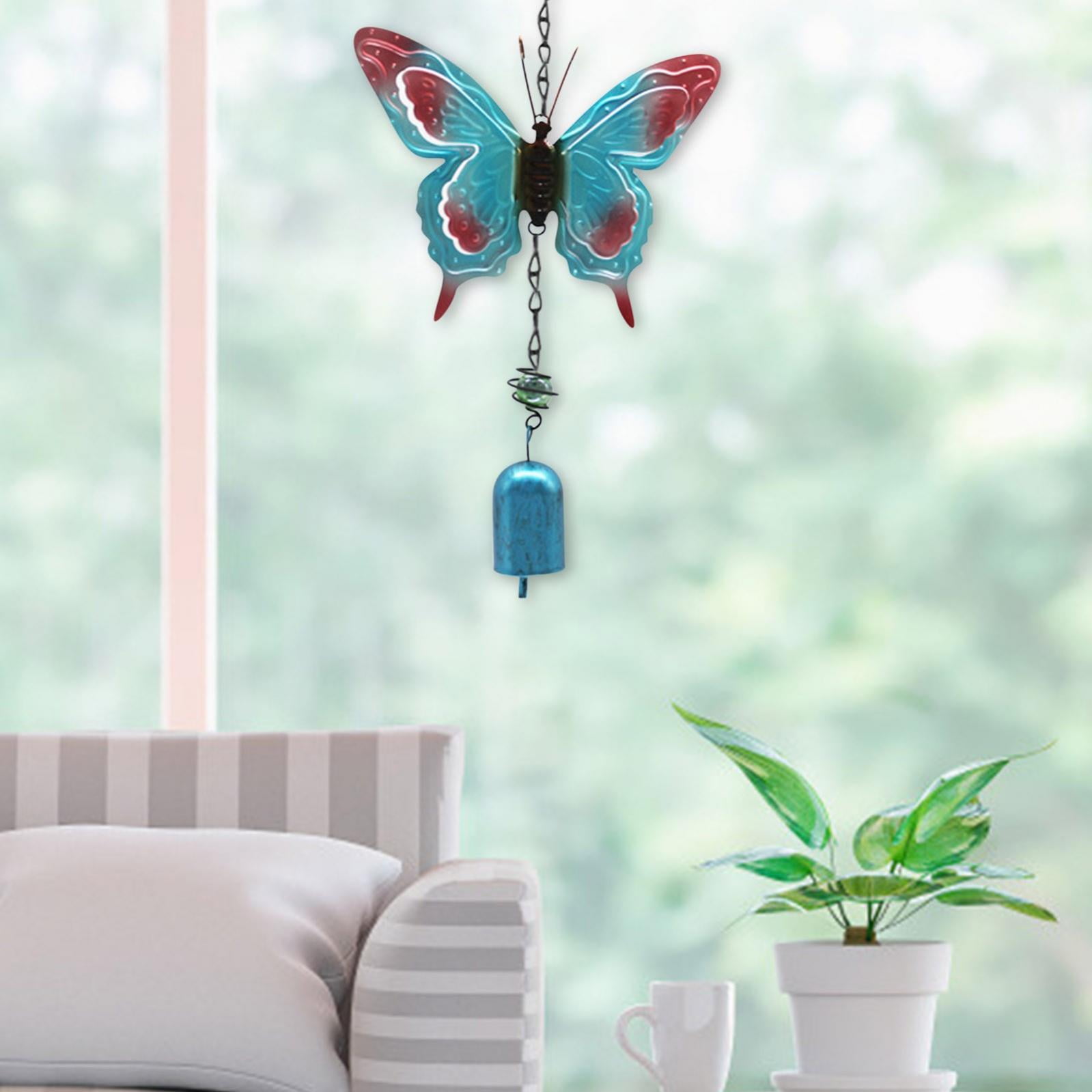 Solar Butterfly Wind Chime With LED Lights & 6 Wishing Bells – Garden Yard Decor