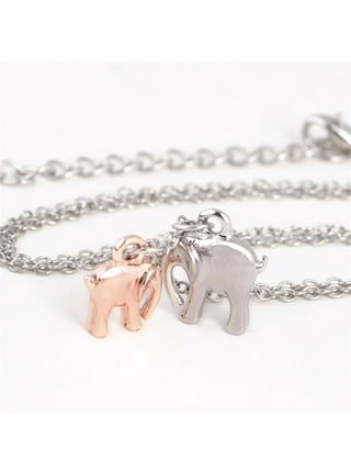 Pretty Cute Little Girl Elephant Heart Shape Pendant Necklace, Simple  Design Animal Jewelry Perfect Gift For Girls