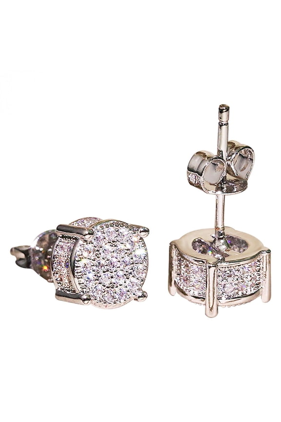 ANA Moissanite Earrings, Lab Created Moissanite Stud Earrings, Lab Created Diamond Stud Earrings Cushion Cut Moissanite + Gold/Sliver Plated Earrings with Friction Back for Women Men