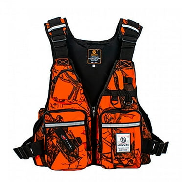 EQWLJWE Adult Multi Pocket Life Jacket, Orange