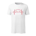 thumbnail image 1 of EQWLJWE Adult Ultra Cotton T-Shirt Valentine's Day Casual Short-sleeved Solid Color Love Cardiogram Printed T-shirt, 1 of 4