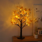 EQWLJWE Artificial Fall Lighted Maple Tree 24 LED Thanksgiving Decorations Table Lights Battery Operated for Wedding Party Gifts Indoor Outdoor Autumn Harvest Home Decor