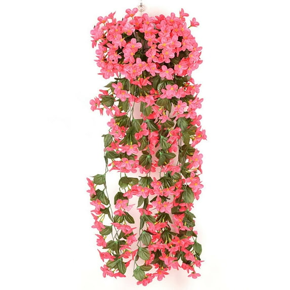 EQWLJWE Artificial Hanging Flowers Faux Violet Flower Wall Wisteria Basket Hanging Garland Fake Silk Orchid for Wall Fence Garden Patio Decor(Hot Pink)