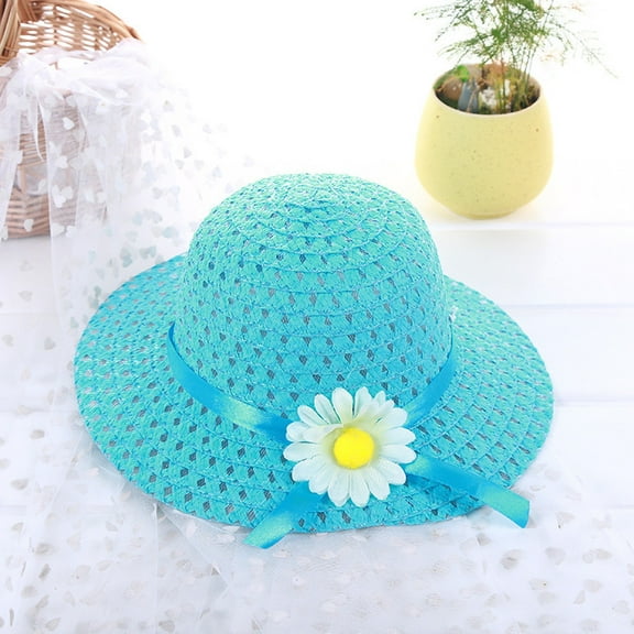 EQWLJWE Baby Kids Girl Summer Floral Flower Straw Visor Sun Hat Beach Hats Girls' Hats Holiday Clearance