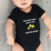 EQWLJWE Baby Onesie Do Not Kiss Me If I'm Nacho Funny Cute Infant Creeper Novelty Nacho One-Piece Baby Bodysuits Nacho Romper
