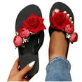 thumbnail image 1 of EQWLJWE Beach Sandals for Women Flat Sandals Sweet Cute Flower Sandals Clip Toe Flip Flops Retro Casual Flat Slippers Beach Shoes for Casual Gatherings, 1 of 5