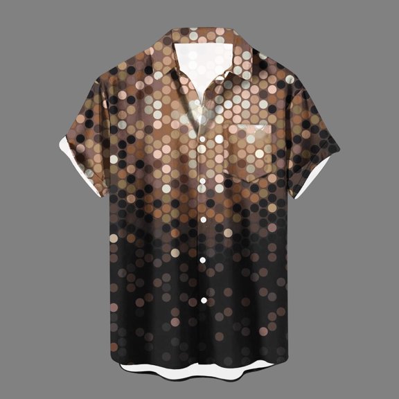EQWLJWE Beach Shirts for Men Novelty Vintage Unpositioned Printed Short Sleeve Button Down Valentine/New Year Beach Party Casual Shirts Outwear