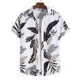thumbnail image 1 of EQWLJWE Beach Shirts for Mens 2024 Trendy Stripe Print Button Down Short Sleeve V Neck Tops Plain Summer Dress Outfits Festival Gifts, 1 of 5