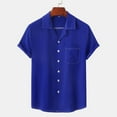 thumbnail image 1 of EQWLJWE Beach Shirts for Mens Vintage Bowling Short Sleeve Shirts Solid Color Button Down Casual Shirt Fun Mardi Gras Tops for Office, 1 of 5