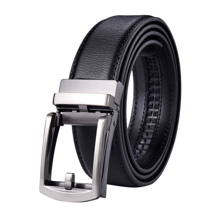 EQWLJWE Adjustable Leather Ratchet Belt, Automatic Buckle  display picture 1