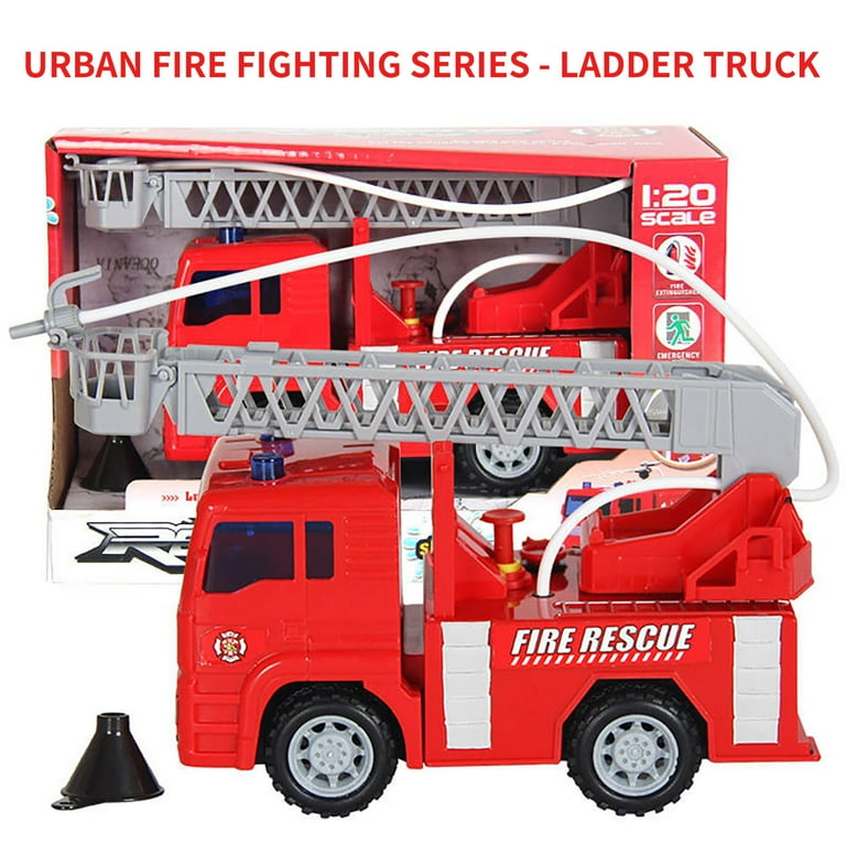 EQWLJWE Big Fire Truck Toy with Lights, Sounds, Sirens, 360 Rotating Folding Ladder, Powerful Friction Wheels, Large Red Play Firetruck Engine for EQWLJWE Big Fire Truck Toy with Lights, Sounds, Sirens, 360 Rotating Folding Ladder, Powerful Friction Wheels, Large Red Play Firetruck Engine for