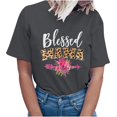 thumbnail image 1 of EQWLJWE Blessed Mama Shirt Women Letter Print Mom Life T-Shirt Short Sleeve Summer Mommy Tee Tops, 1 of 4