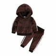 thumbnail image 1 of SDJMa Boys Girls 2Pcs Velvet Hooded Tracksuit Toddler Kids Fleece Hoody Top + Sweatpants Sweatsuit Outfits Set, 1 of 9