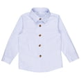 thumbnail image 1 of EQWLJWE Boys' Long Sleeve Dress Shirts Casual Solid Color Stripe Turndown Collar Button-Down Classic Fit First Day of School Shirts Holiday Gift Blue(2-9 Years), 1 of 5