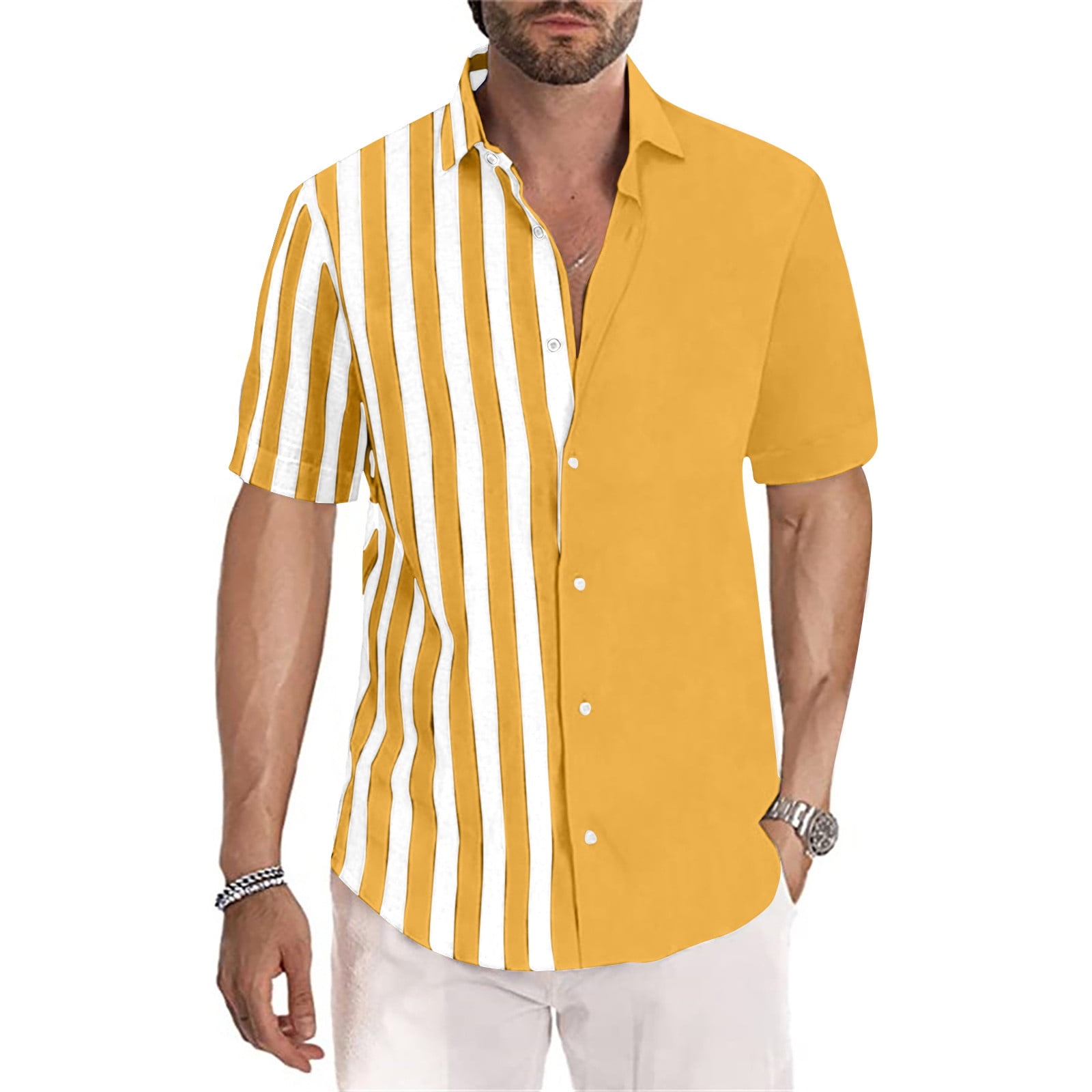Summer Striped Print Short-Sleeved Shirt For Men