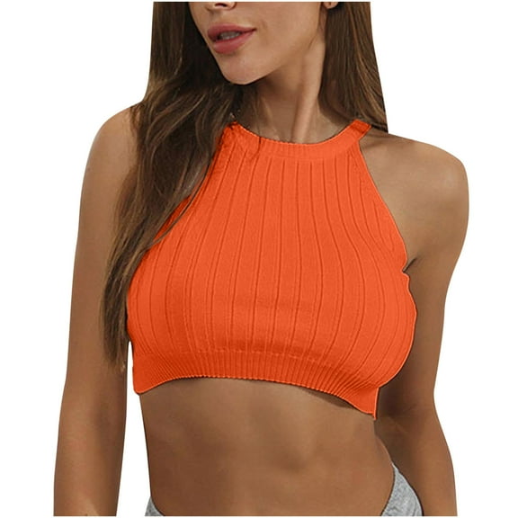 EQWLJWE Camisole Women's Fashion Solid Color Round Neck Comfortable Loose Sleeveless Halter Top Blouse Casual