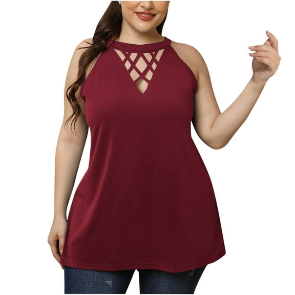 EQWLJWE Camisole Women's Summer Casual Round Neck Solid Color Sleeveness Tops Loose Vest Blouseshirts