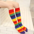 thumbnail image 1 of EQWLJWE Child Fashion Rainbow Knee Socks Cotton High Socks Women's Socks Holiday Clearance, 1 of 6