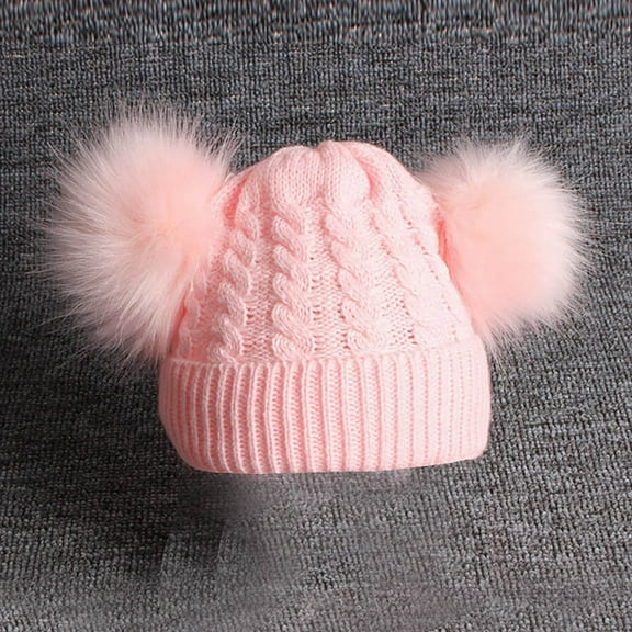 EQWLJWE Childrens Baby Knitting Wool Hemming Hat Keep Warm Winter Hiarball Fur Ball Cap Girls' Hats Holiday Clearance
