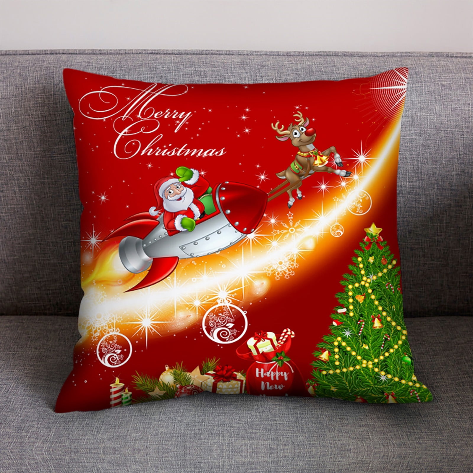 Topfinel Red and Gold Christmas Pillows Decorative Throw Pillow Covers  18x18 Set of 2, Xmas Tree Grinch Decorations Soft Velvet Couch Pillow  Covers