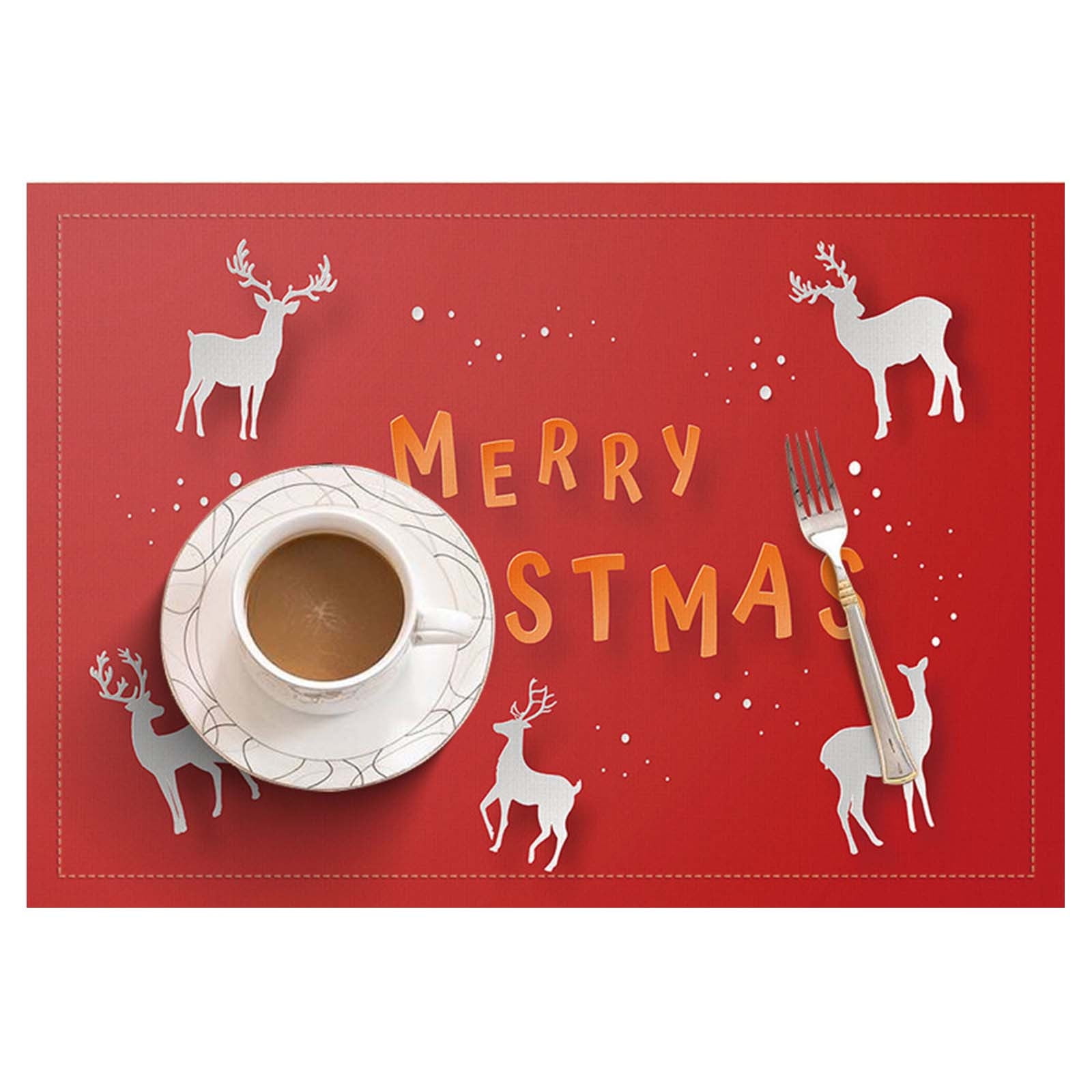 EQWLJWE Christmas Placemats, 13 x 18 Inch Plastic Christmas Place Mats