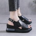 thumbnail image 1 of EQWLJWE Comfortable Sandals for Women's Soft Leather Fish Mouth Wedge Sandals, Peep Toe Platform Summer Heel Shoes Gifts for Your Family or Friends, 1 of 5