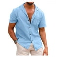 thumbnail image 1 of EQWLJWE Compression Shirt for Men's Muscle Fit Dress Shirts Stretch Slim Fit Short Sleeve Button Down Shirts Business Formal Dress Shirts for Photoshot, 1 of 4