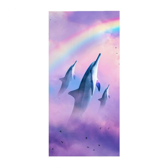 SDJMa Dolphin Beach Towel, Cute Ocean Dolphins Themed Microfiber Bath Towel Gifts for Kids, Funny Abstract Animals Cartoon Sand Free Quick Dry Travel Towels for Boys Girls Pool Sports 30" x 60"