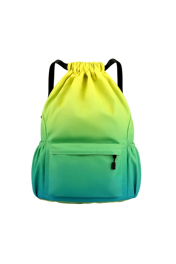 Drawstring Backpack for Men Women Sports Gym Bag Gradient Large Capacity Waterproof String Beach Backpack for Football Basketball (Yellow)