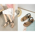 thumbnail image 1 of EQWLJWE Dress Sandals for Womens Sandals Comfort Slip-on Casual Flower Rhinestone Shoes Dress Ankle Elastic Flats Sandals for Anniversary Graduation, 1 of 5