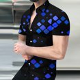 thumbnail image 1 of EQWLJWE Dress Shirt for Men's Geometric Beach Shirts Casual Button Up Short Sleeves 3D Non Positioning Printed Shirt Party Outfit Fun Holiday Costumes for School, 1 of 5