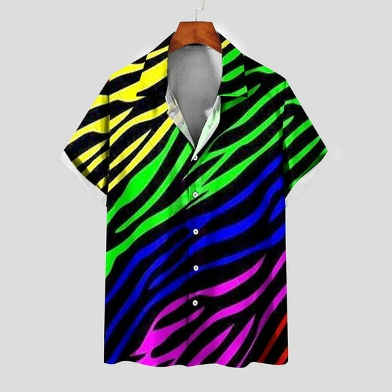 EQWLJWE Dress Shirt for Men Novelty 3D Non-positioning Printed Short Sleeve Button Down Valentine/New Year Beach Party Casual Shirts for Photoshot