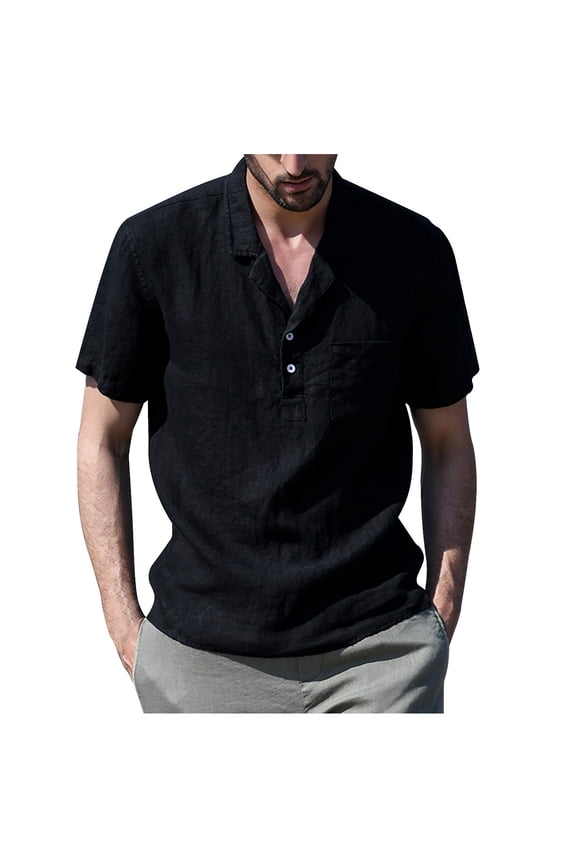 Dress Shirt for Men's Summer Fun Solid Color Turn-down Collar Short Sleeve Performence Printed Button Down Casual Bowling Shirt Outwear