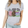 thumbnail image 1 of Lilgiuy Easter T Shirts for Womens Cute Fun Egg Graphic Tees Easter Gift Shirts Short Sleeve Casual Tops for Party Travel Club Gray(S-3XL), 1 of 3