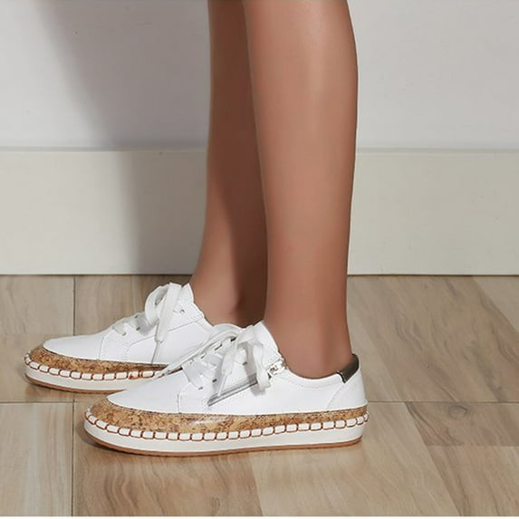 EQWLJWE Fashion Women Lace-up Canvas Shoes Flat Denim Women's Shoes Women's Flat Shoes Holiday Clearance