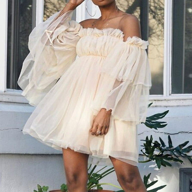 Womens Dresses Off Shoulder Puff Sleeve Mini Dress Womens Dresses Off The  Shoulder Long Sleeve Mini Dress Plus Size